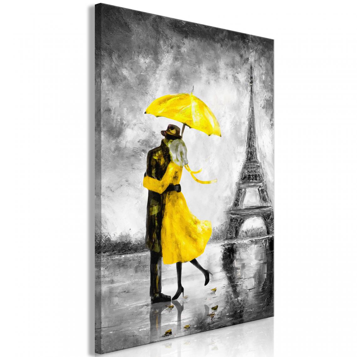 Decoshop26 - Tableau sur toile décoration murale image imprimée cadre en bois à suspendre Brouillard Parisien (1 Partie) jaune Vertical 40x60 cm 11_0008266 - Tableaux, peintures
