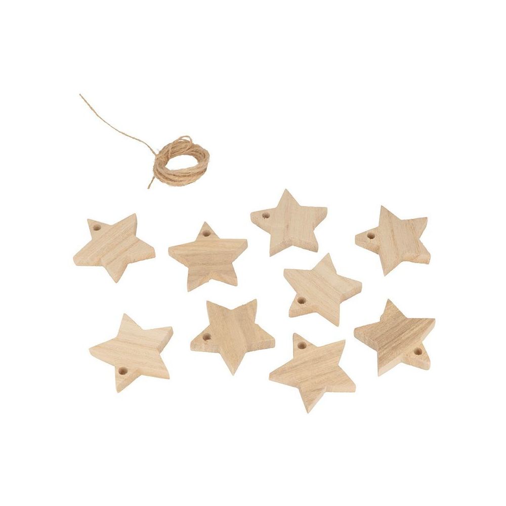 Artemio - Guirlande en bois 10 étoiles + cordon - Décorations de Noël