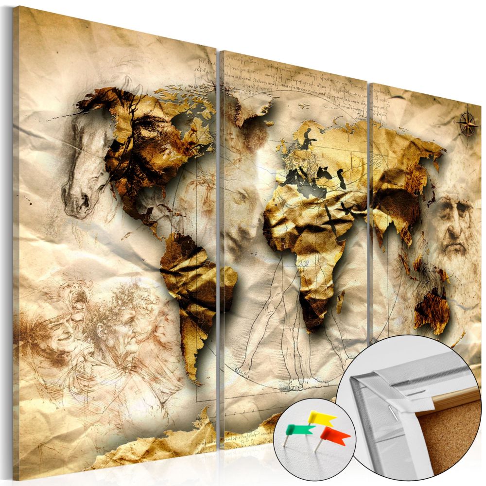 Bimago - Tableau en liège | Anatomy of the World [Cork Map] | 120x80 | | - Tableaux, peintures