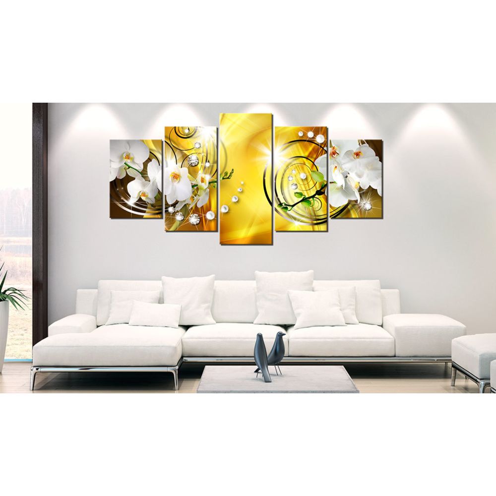 marque generique - 200x100 Tableau Fleurs et plantes Abstraction Chic Yellow Admiration - Tableaux, peintures