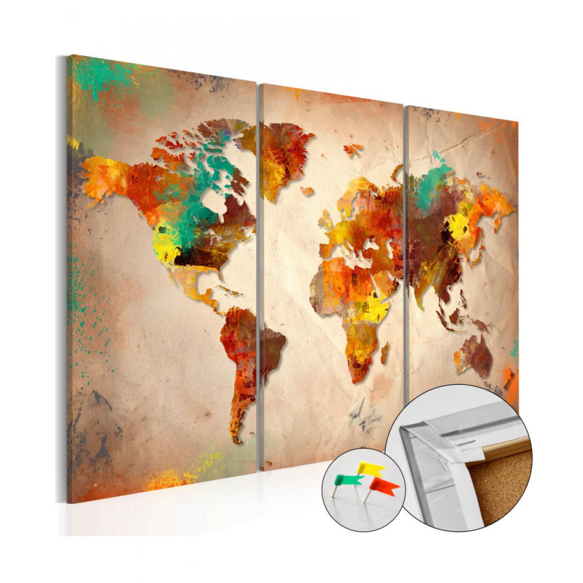 Artgeist - Tableau en liège - Painted World [Cork Map] 120x80 - Tableaux, peintures