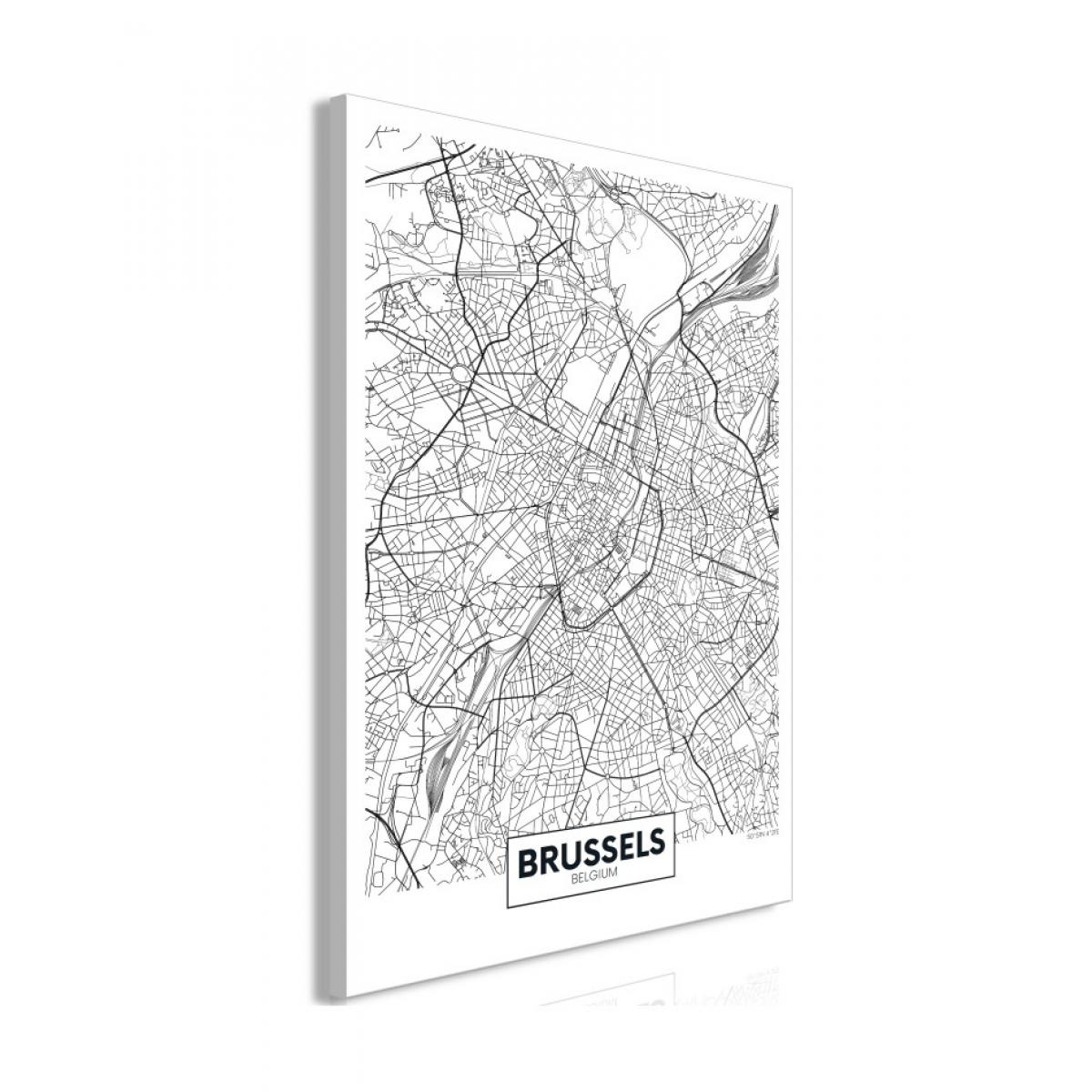 Artgeist - Tableau - Map of Brussels (1 Part) Vertical 40x60 - Tableaux, peintures