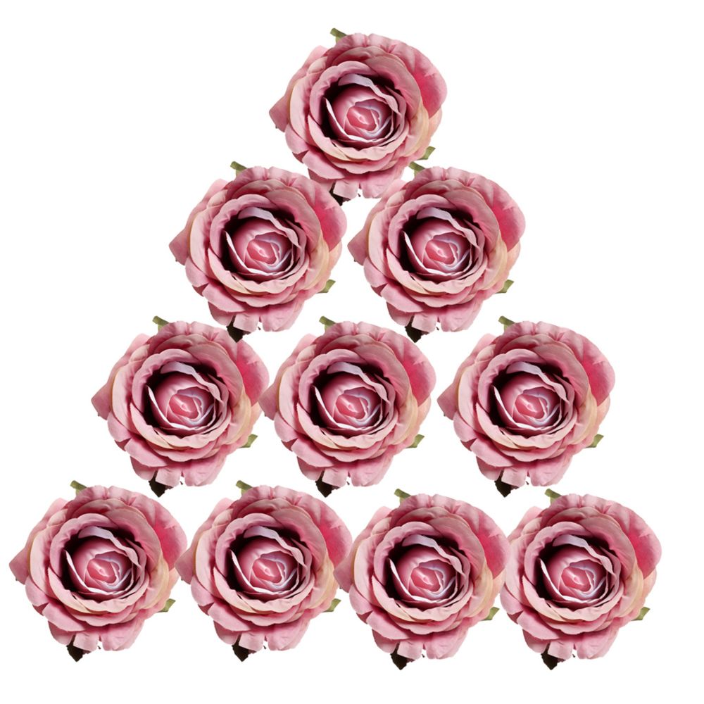 marque generique - 10 pièces vintage européen roses en soie fleurs artificielles têtes bleu gris - Plantes et fleurs artificielles