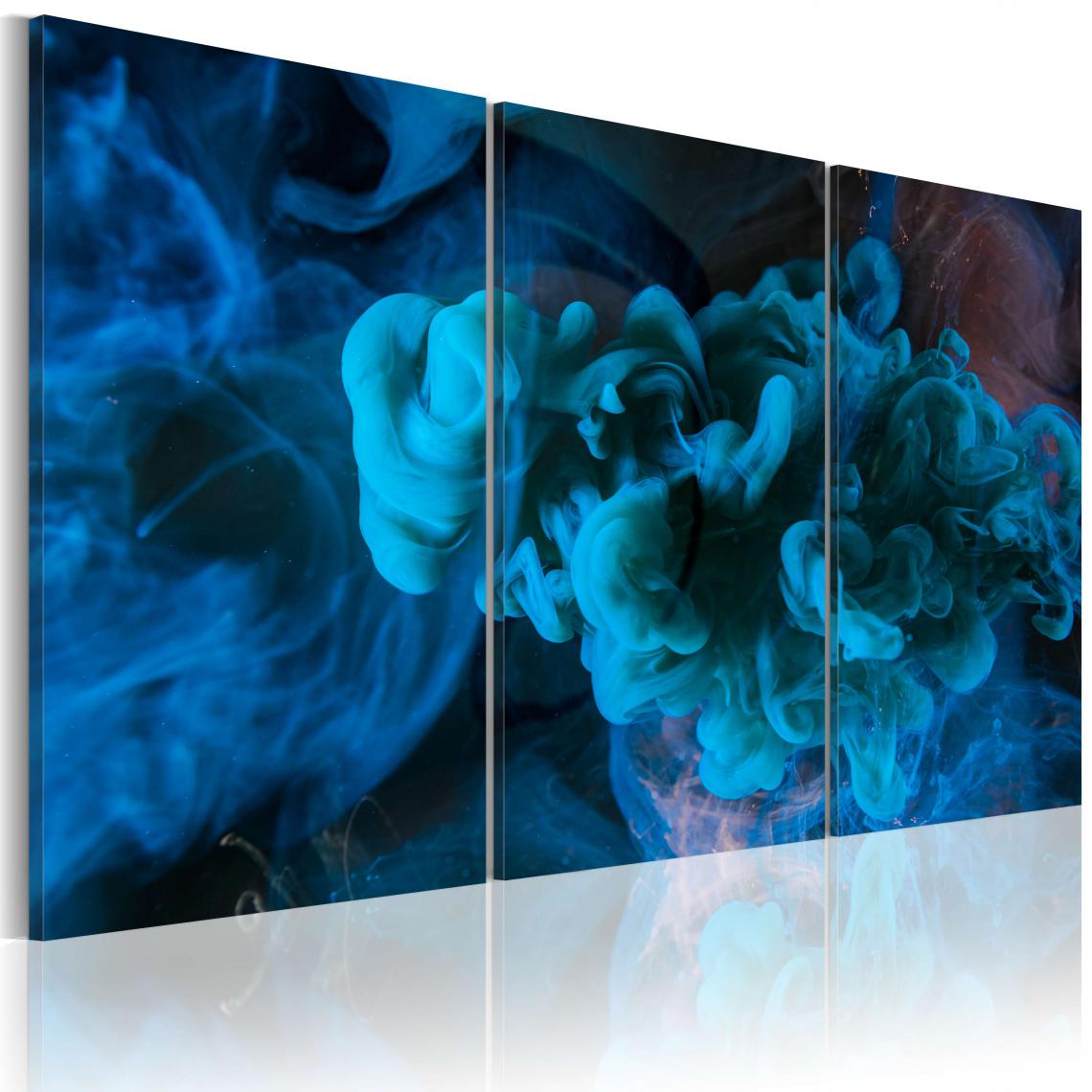 Decoshop26 - Tableau sur toile en 3 panneaux décoration murale image imprimée cadre en bois à suspendre Le grand bleu 120x80 cm 11_0002177 - Tableaux, peintures