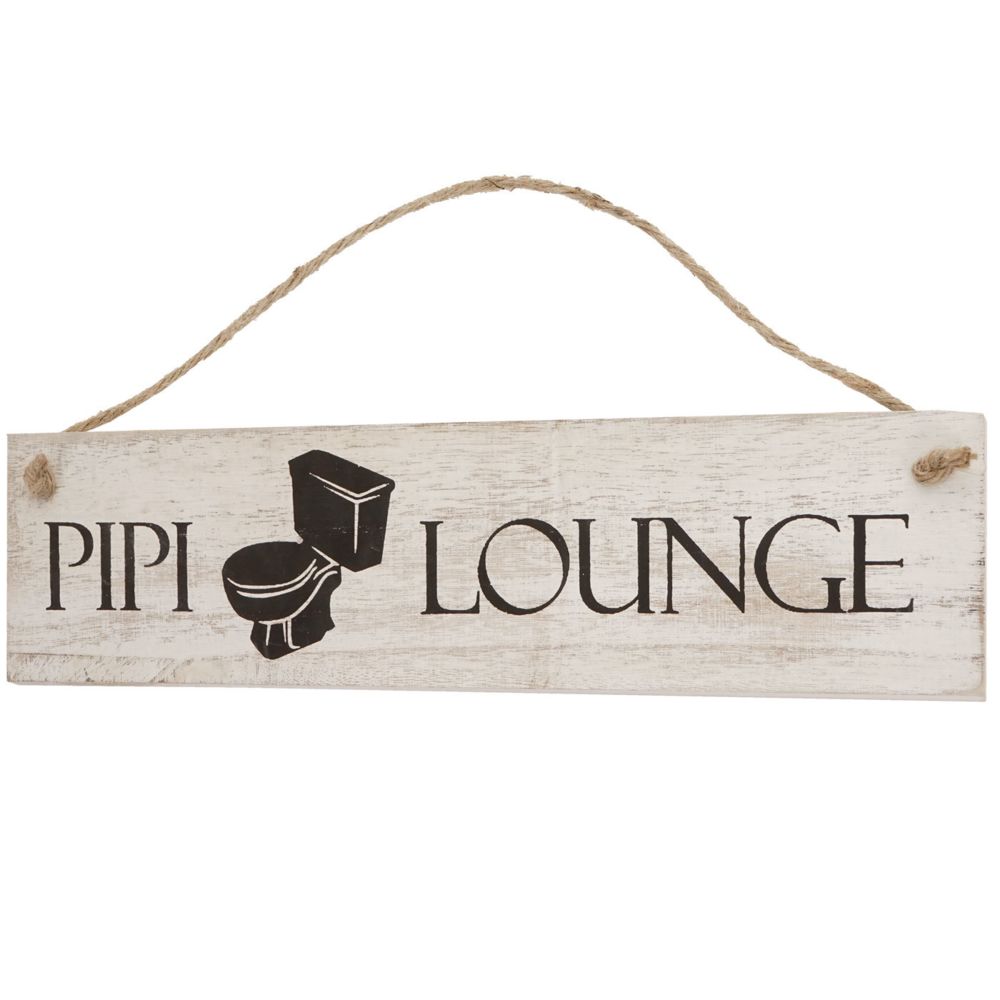 Mendler - Planche murale Pipi-Lounge, planche décorative, panneau style shabby, vintage, 11x43x1cm, blanc - Objets déco