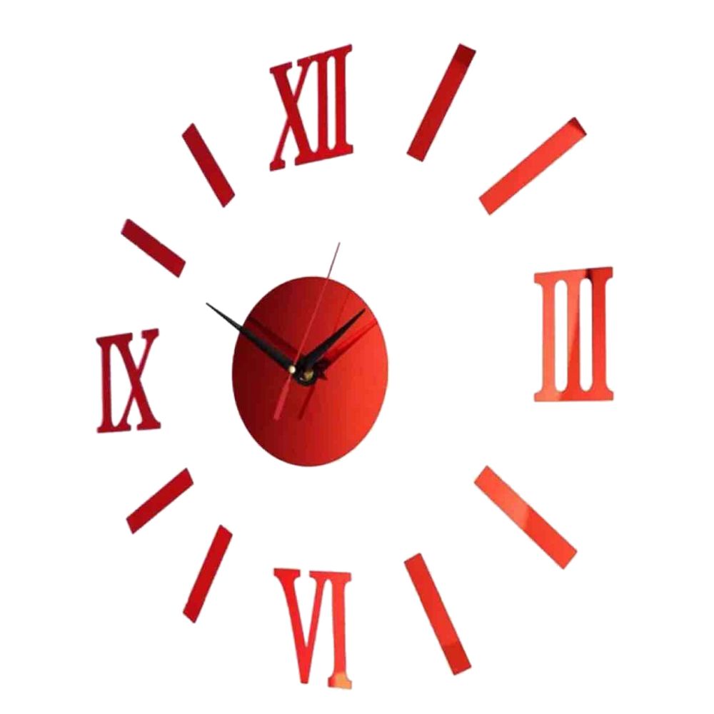 marque generique - 3d horloge murale roma chiffres décoration horloge rouge - Horloges, pendules