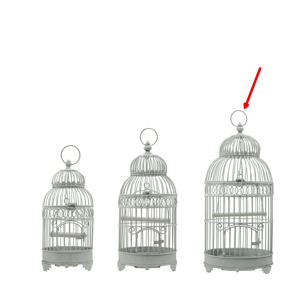 L'Originale Deco - Grande Cage à Oiseau Ronde en Fer de Décoration Blanc 57 cm x ø25.50 cm - Objets déco