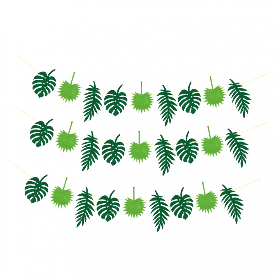 marque generique - 3 Pièces Hawaiian Tropical Leaves Banner Garland Luau Party Decoration Green - Décorations de Noël