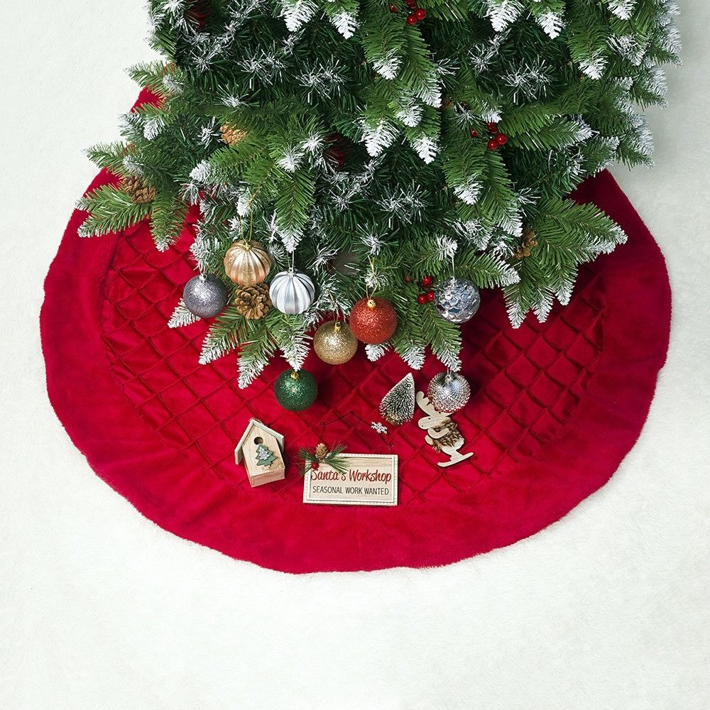 Wewoo - 2 PCS Christmas Double Plaid Velvet Ornement de fond d'arbre de Noël Jupe de - Décorations de Noël