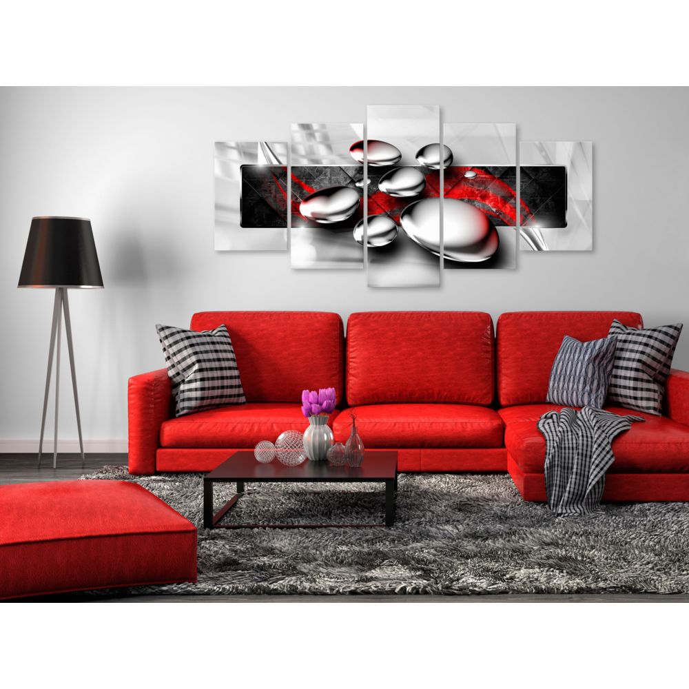 marque generique - 100x50 Tableau Modernes Abstraction Splendide Shiny Stones (5 Parts) Wide Red - Tableaux, peintures