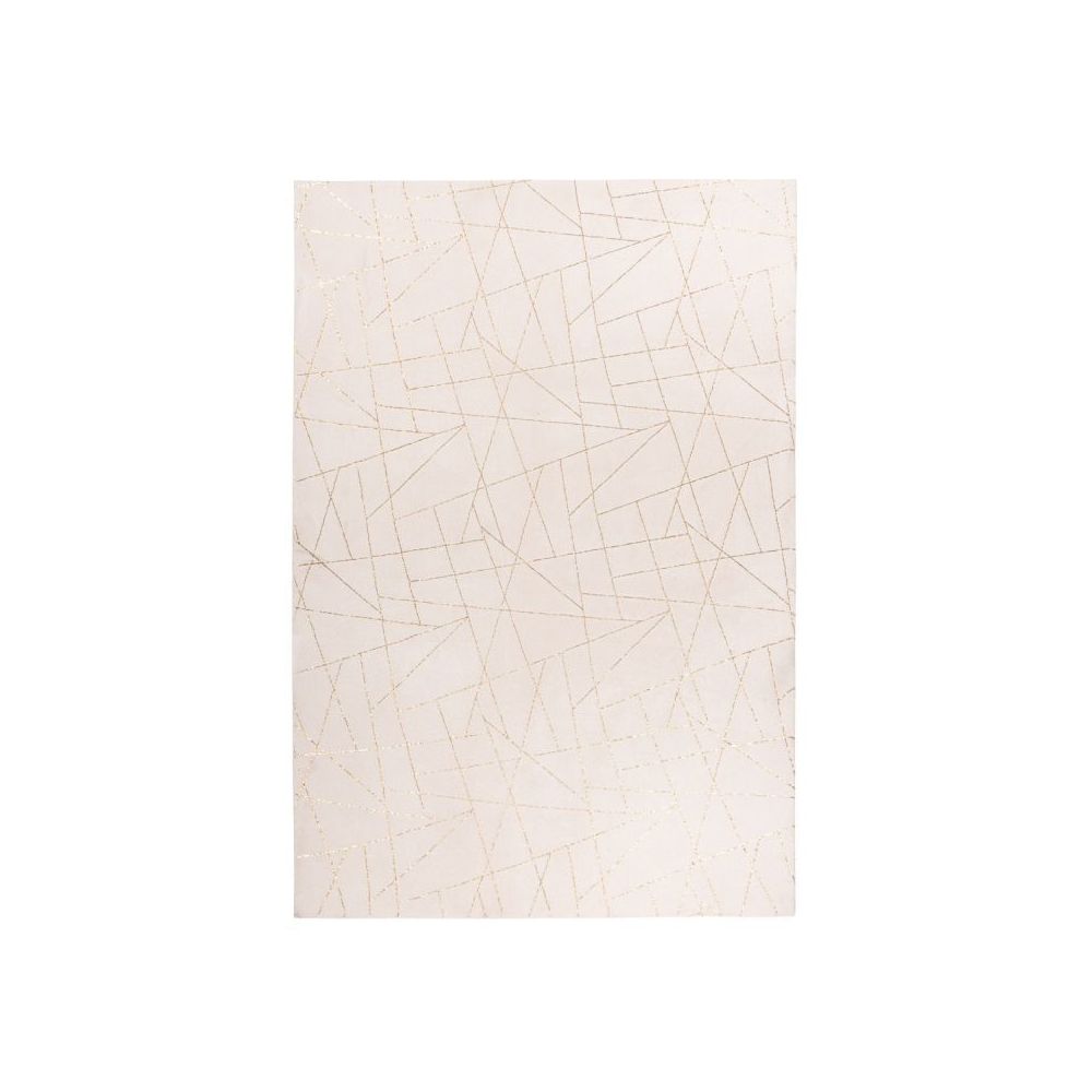 Paris Prix - Tapis Géométrique à Poils Longs ""Bijou"" Blanc & Or - 160 x 230 cm - Tapis