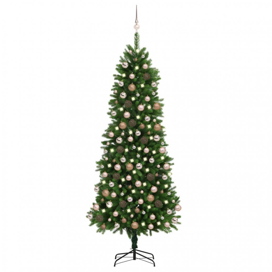 Vidaxl - vidaXL Arbre de Noël artificiel avec LED et boules 240 cm Vert - Sapin de Noël