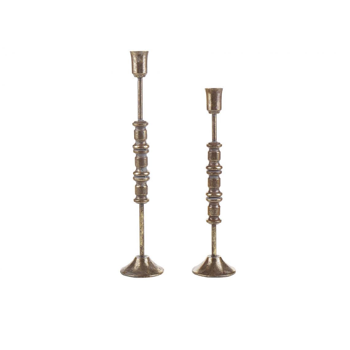 Beliani - Lot de 2 bougeoirs en métal doré SALAMINA - Bougeoirs, chandeliers