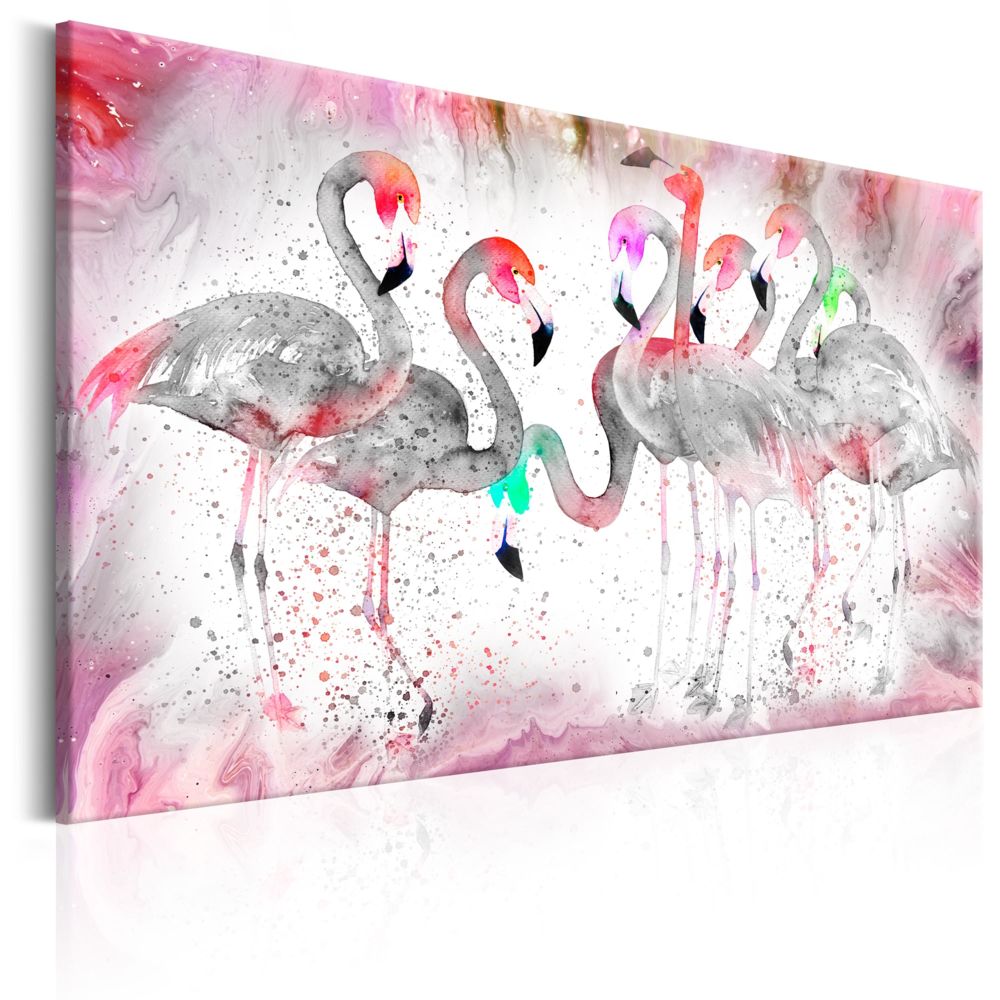 Bimago - Tableau - Flamingoes Family - Décoration, image, art | Animaux | Oiseaux | - Tableaux, peintures