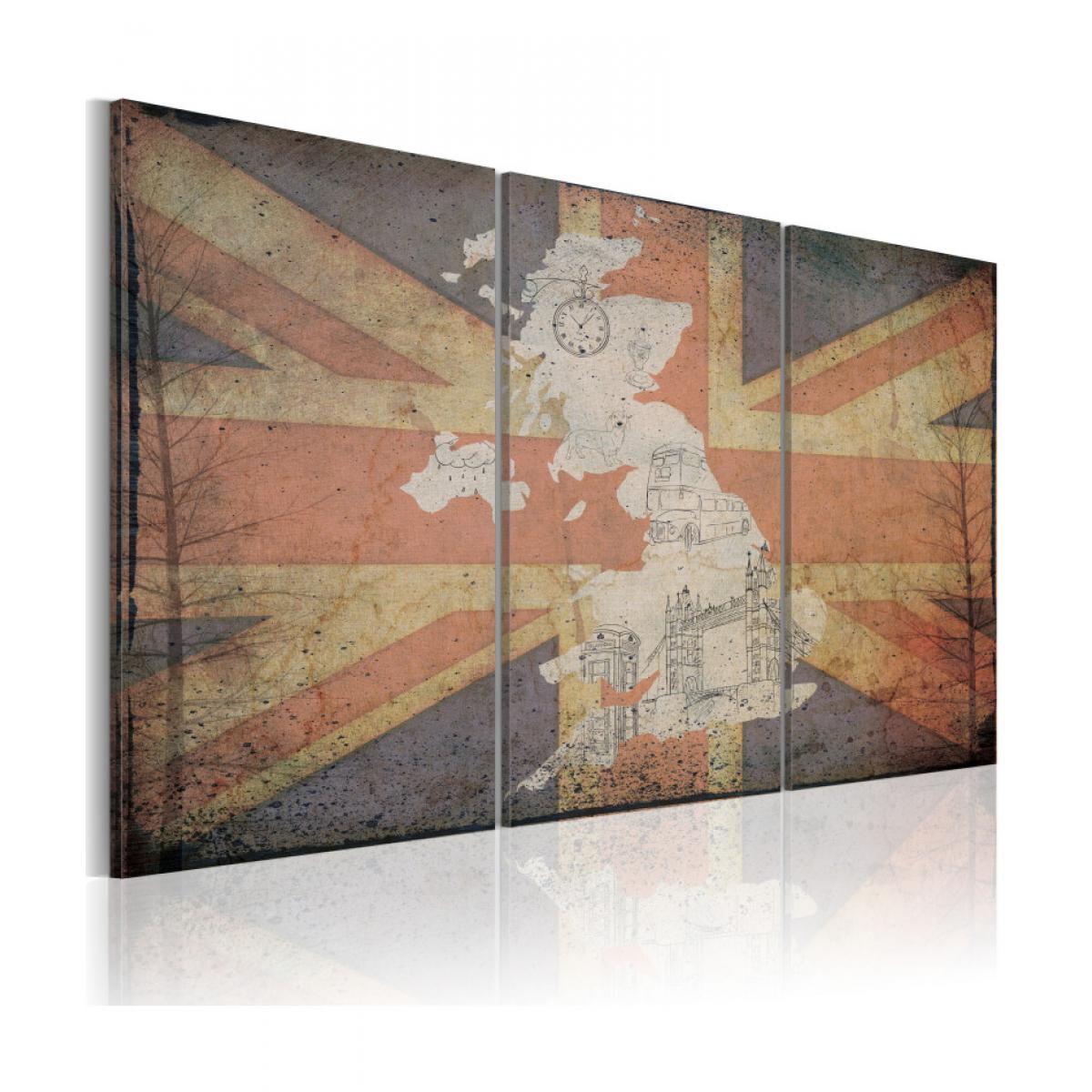 Artgeist - Tableau - Carte de la Grande-Bretagne - triptyque 60x40 - Tableaux, peintures