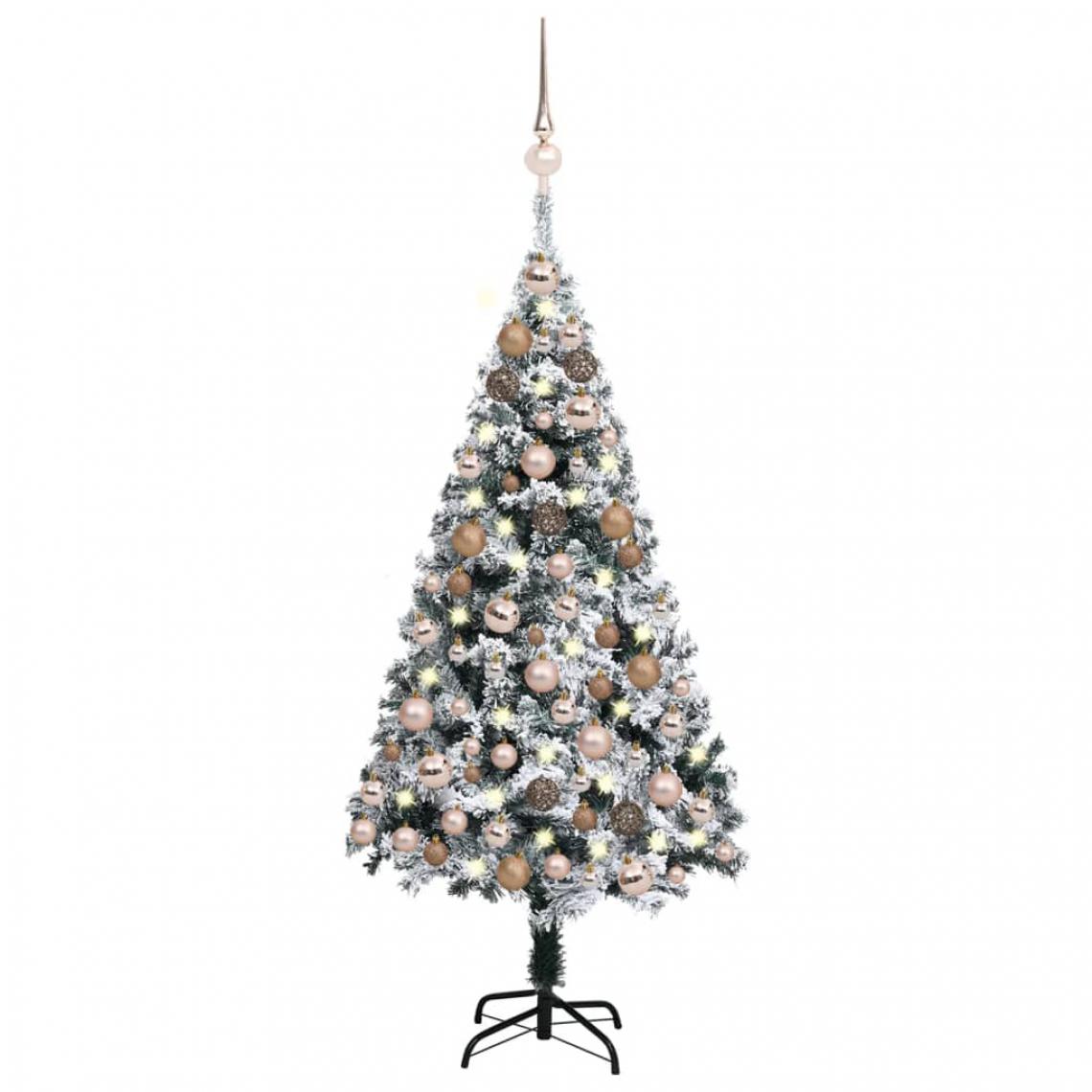 Vidaxl - vidaXL Arbre de Noël artificiel avec LED et boules Vert 120 cm - Sapin de Noël