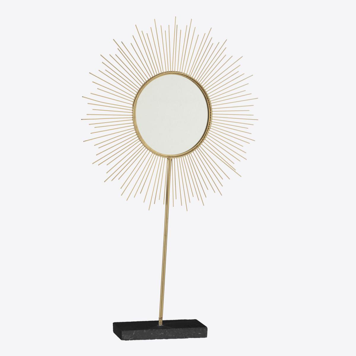 JJA - Miroir à poser design métal Soleil Merveilleux - Diam. 40 cm - Doré - Miroirs