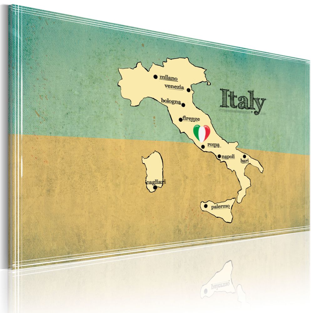 Bimago - Tableau | Cœur de l'Italie | 90x60 | Cartes du monde | - Tableaux, peintures