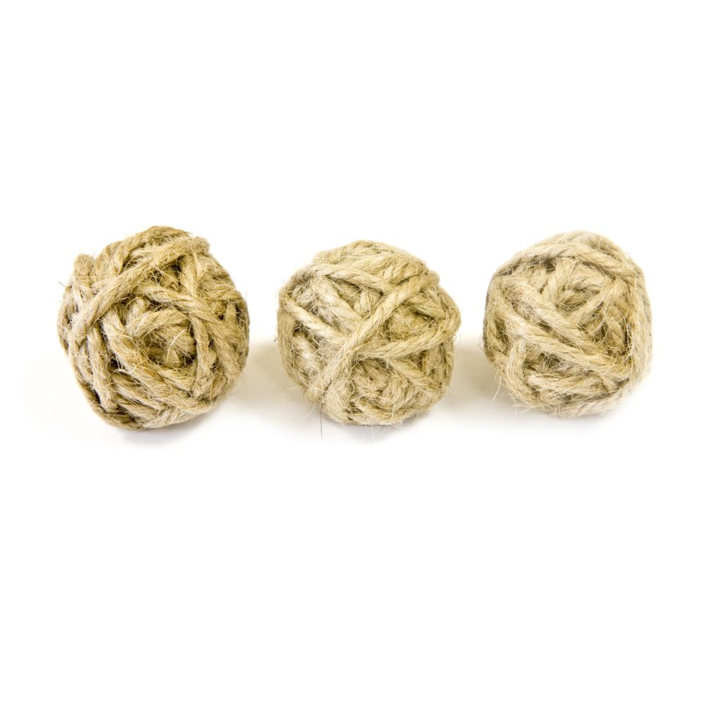 Visiodirect - Lot de 60 boules de corde coloris naturel - 6 cm - Objets déco
