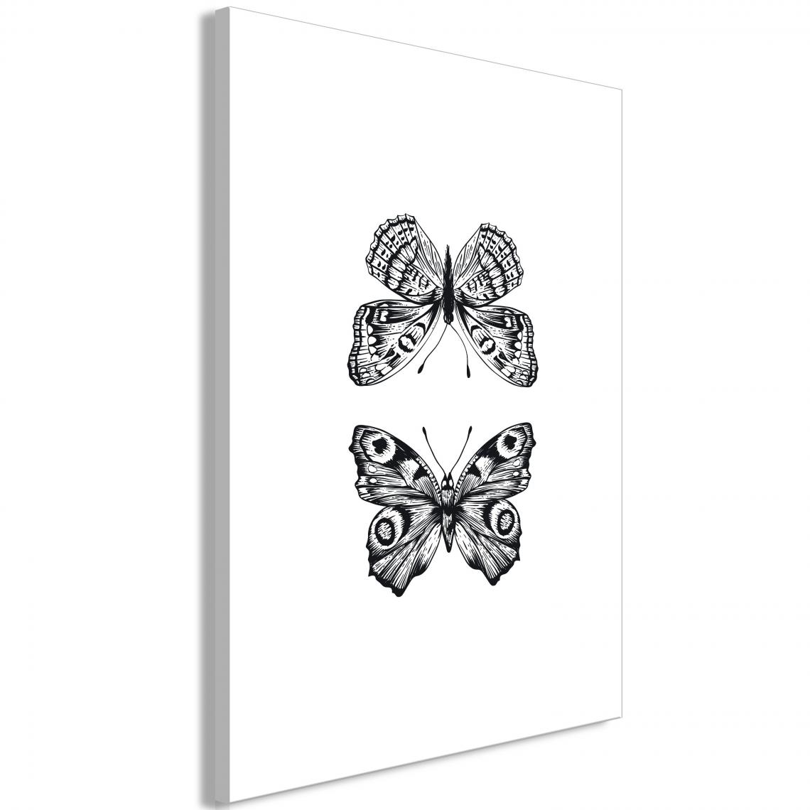 Decoshop26 - Tableau sur toile décoration murale image imprimée cadre en bois à suspendre Deux papillons (1 partie) Vertical 40x60 cm 11_0003631 - Tableaux, peintures