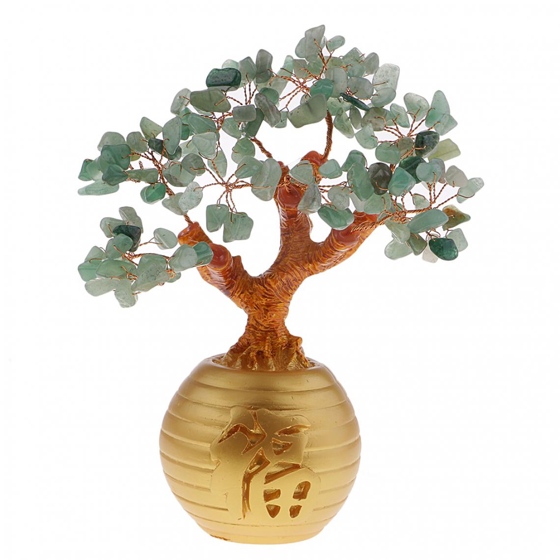 marque generique - richesse argent chanceux arbre feng shui cristal arbre en plastique décor à la maison vert - Décorations de Noël