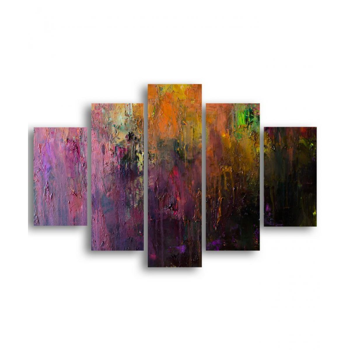 Homemania - HOMEMANIA Tableau Pluie - 5 Pieces - Abstract - for Living Room, Room - Multicouleur en MDF, 95 x 0,3 x 60 cm - Tableaux, peintures