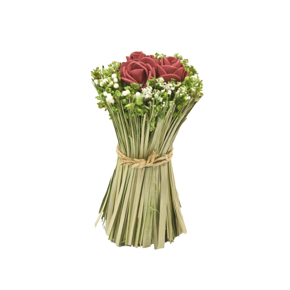 Visiodirect - Lot de 12 Fagots de roses et fleurs à poser coloris Rouge - 11 cm - Objets déco