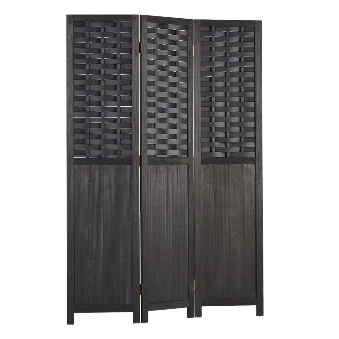 Decoshop26 - Paravent en 3 panneaux séparateur de pièce en bois noir 175x132 cm PAR06081 - Paravents