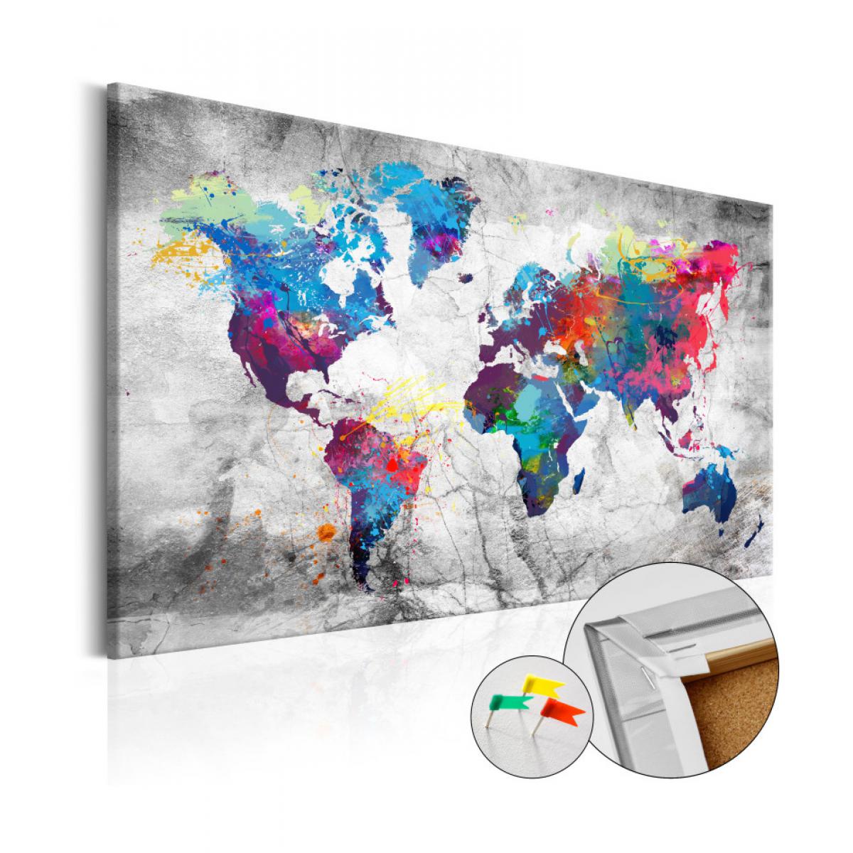 Artgeist - Tableau en liège - World Map: Grey Style [Cork Map] 120x80 - Tableaux, peintures