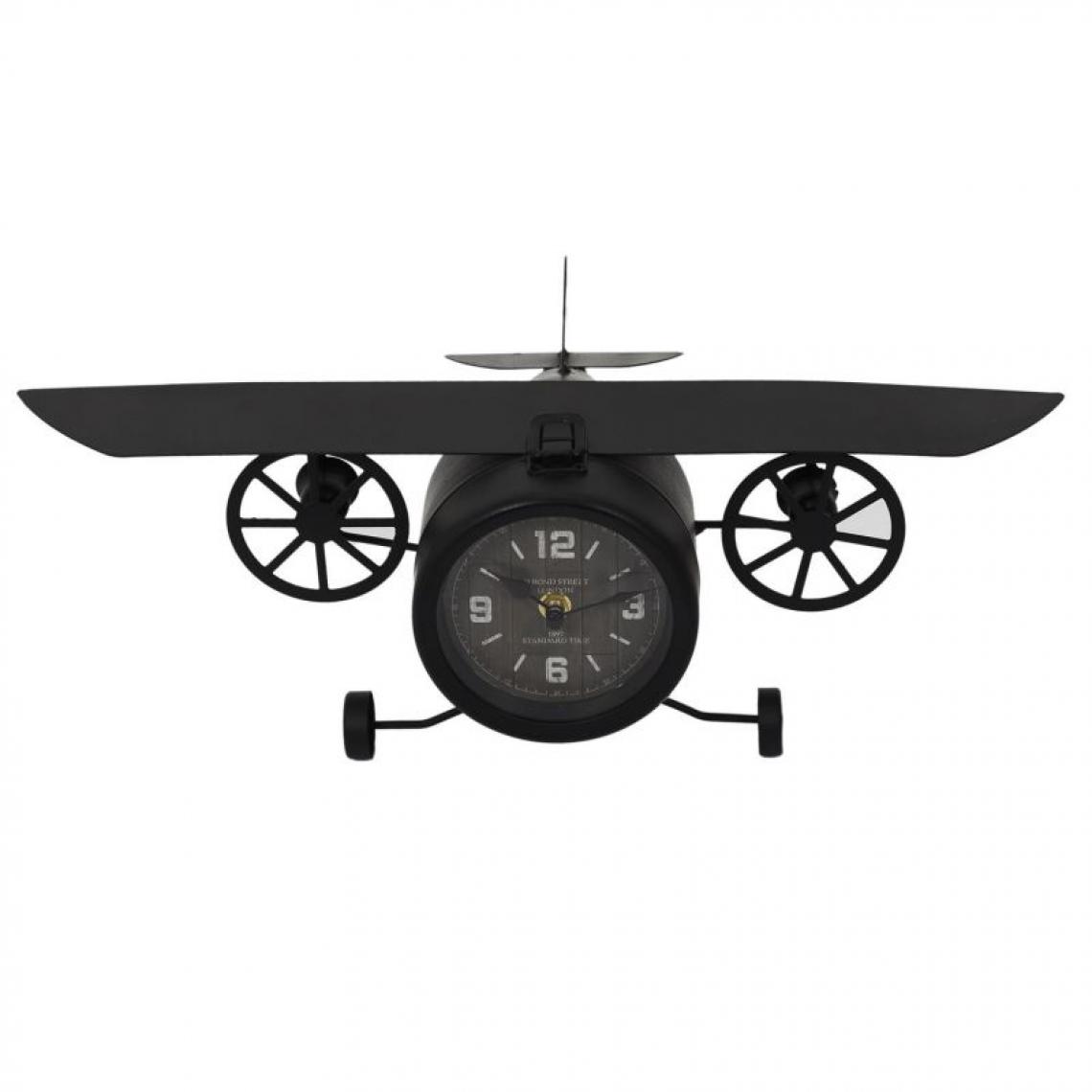 Paris Prix - Horloge à Poser Avion Vintage 47cm Noir - Horloges, pendules
