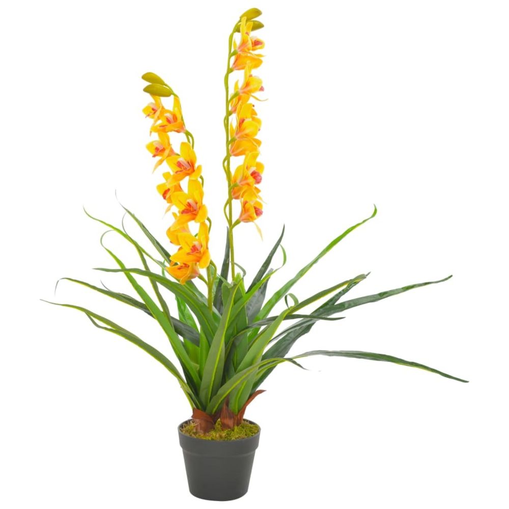 Vidaxl - vidaXL Plante artificielle avec pot Orchidée Jaune 90 cm - Plantes et fleurs artificielles