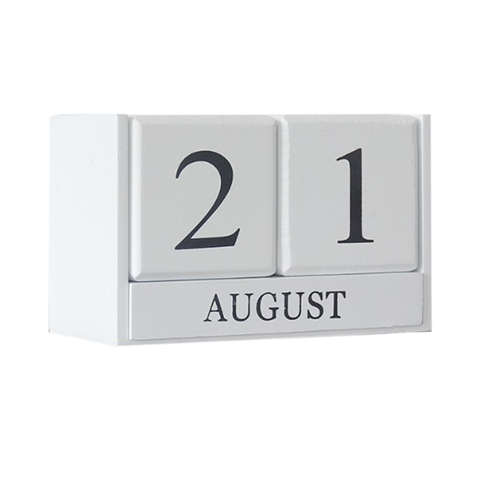 marque generique - calendrier perpétuel en bois bloc de bureau calendrier en bois pour bureau à domicile blanc - Objets déco