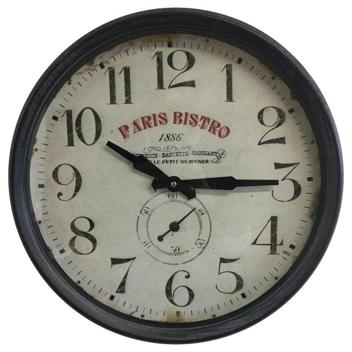 Chemin De Campagne - Horloge Industrielle de Gare Murale Ronde Verre Fer ø46 cm x 8 cm - Horloges, pendules