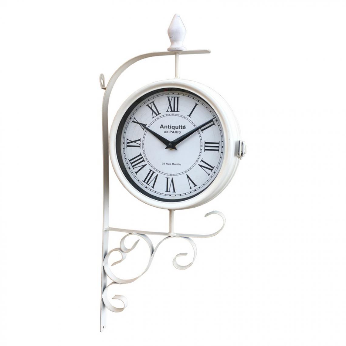 L'Originale Deco - Horloge Double Face Murale Horloge de Gare Métal Fer Blanc 54 cm x 25 cm x 10 cm - Horloges, pendules