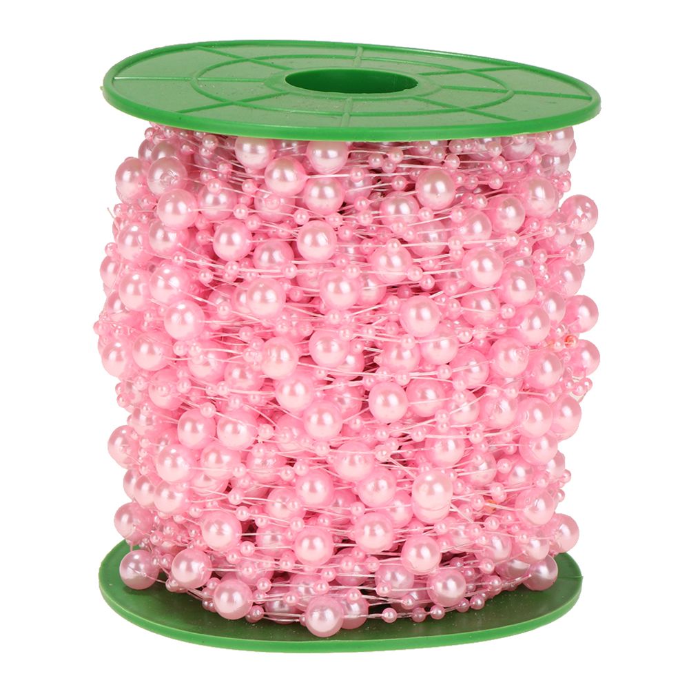 marque generique - 60m Faux Perles Perles Chaîne Guirlande De Mariage Décoration De Table 8mm + 3mm Rose - Objets déco