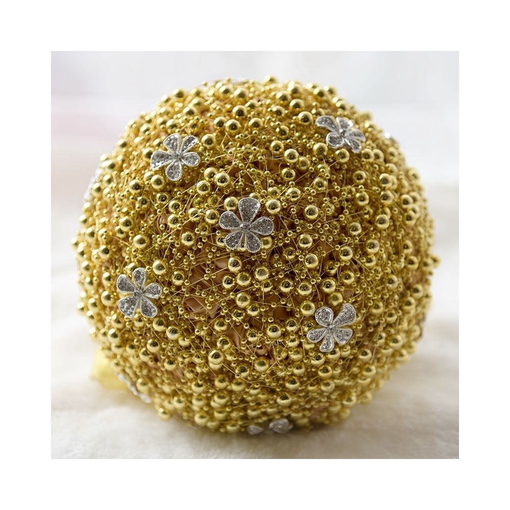 Wewoo - Mariage tenant des fleurs de or perle accessoires de bouquet de mariée demoiselle d'honneur strass décoration de fournitures de mariage, diamètre: 20cm - Décorations de Noël