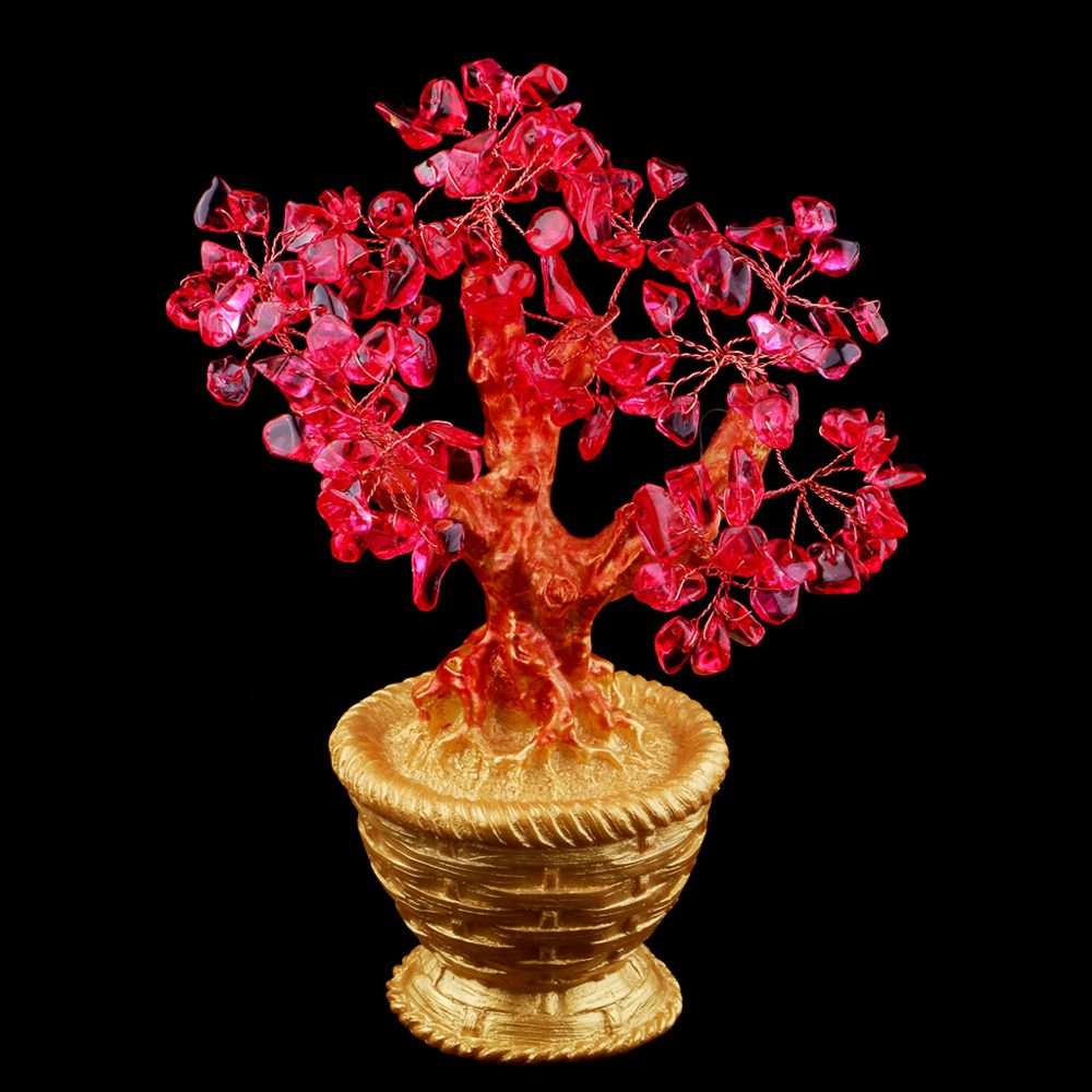 marque generique - 7 '' mini arbre en argent cristal style bonsaï chance fortune chance feng shui rouge - Objets déco