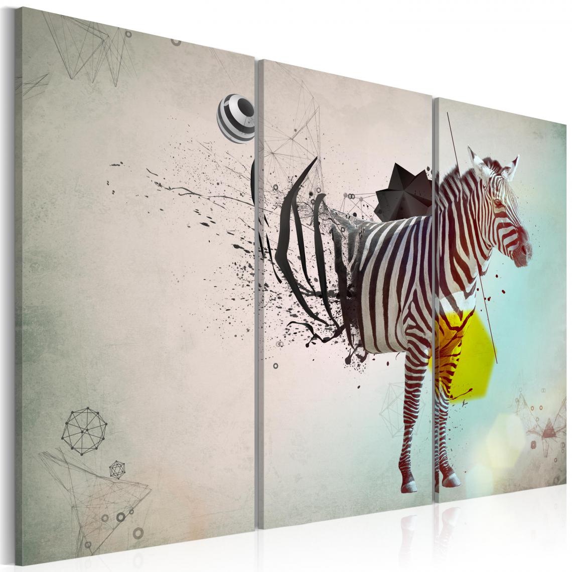 Decoshop26 - Tableau sur toile en 3 panneaux décoration murale image imprimée cadre en bois à suspendre zèbre - abstraction 60x40 cm 11_0002157 - Tableaux, peintures