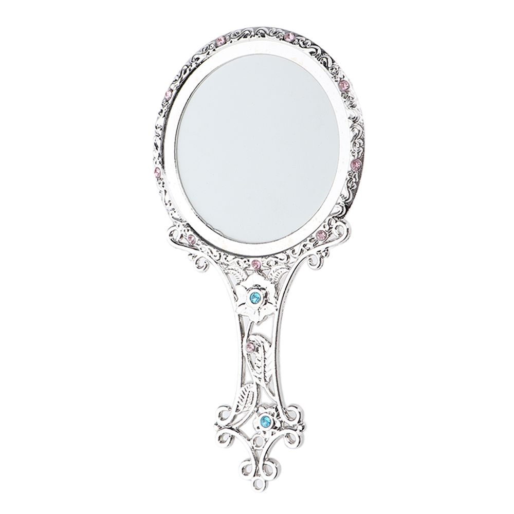 marque generique - Argent portatif de voyage de miroir de maquillage de vanité tenu dans la main à la maison de salon - Miroirs