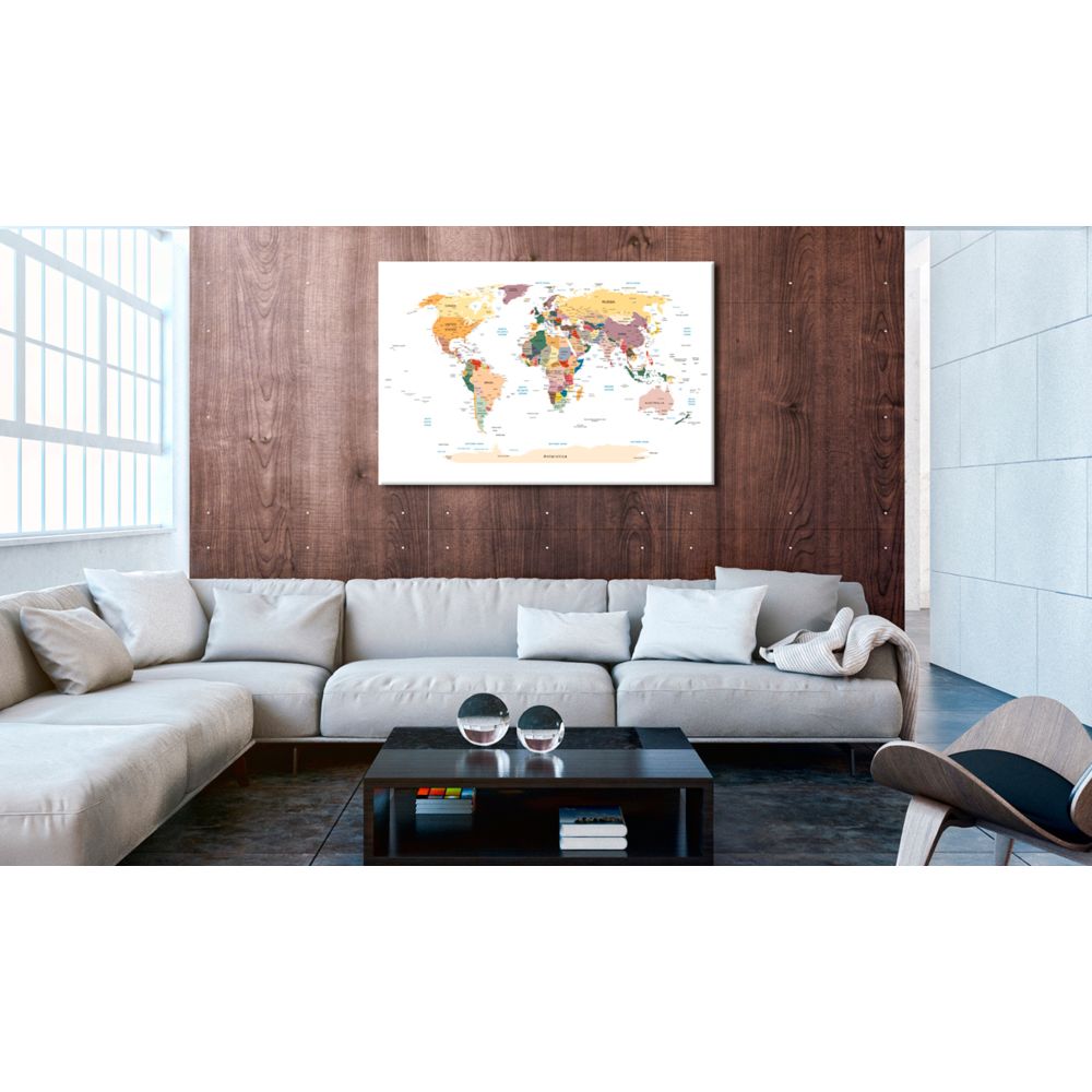 marque generique - 90x60 Tableau en liège Splendide World Map [Cork Map] - Tableaux, peintures