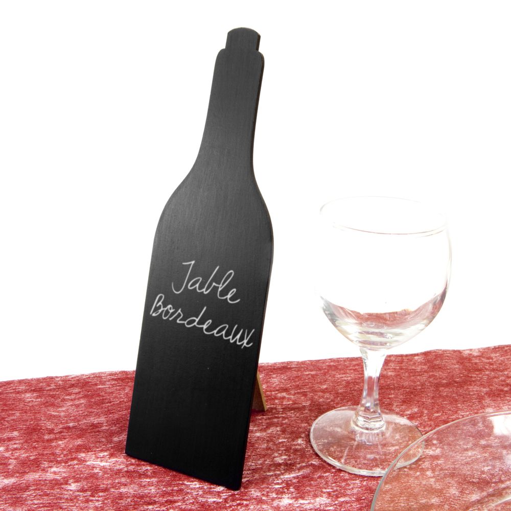 Visiodirect - Porte menu décor Bouteille de vin en ardoise - 28 x 8 cm - Objets déco