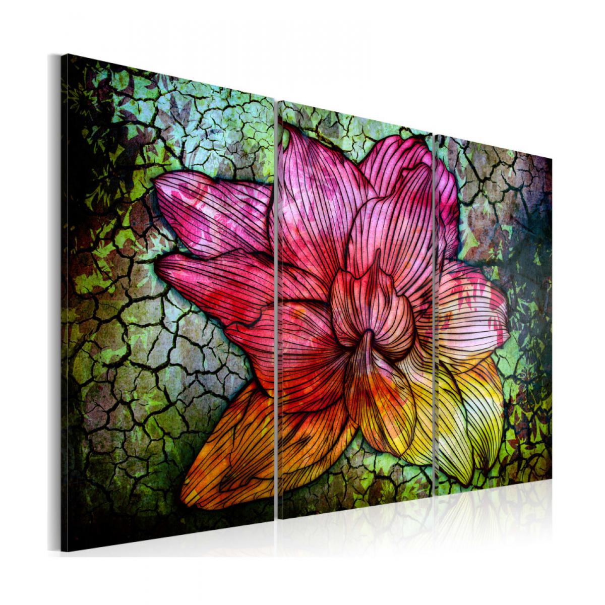 Artgeist - Tableau - Fleur abstraite en couleur arc- en- ciel 120x80 - Tableaux, peintures