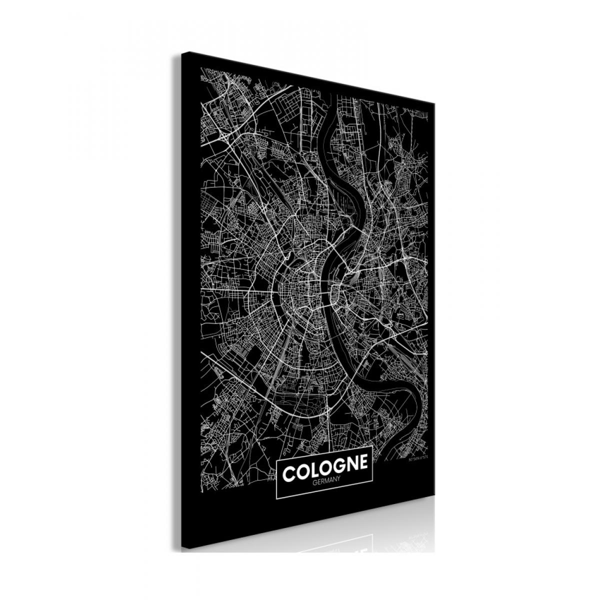Artgeist - Tableau - Dark Map of Cologne (1 Part) Vertical 40x60 - Tableaux, peintures