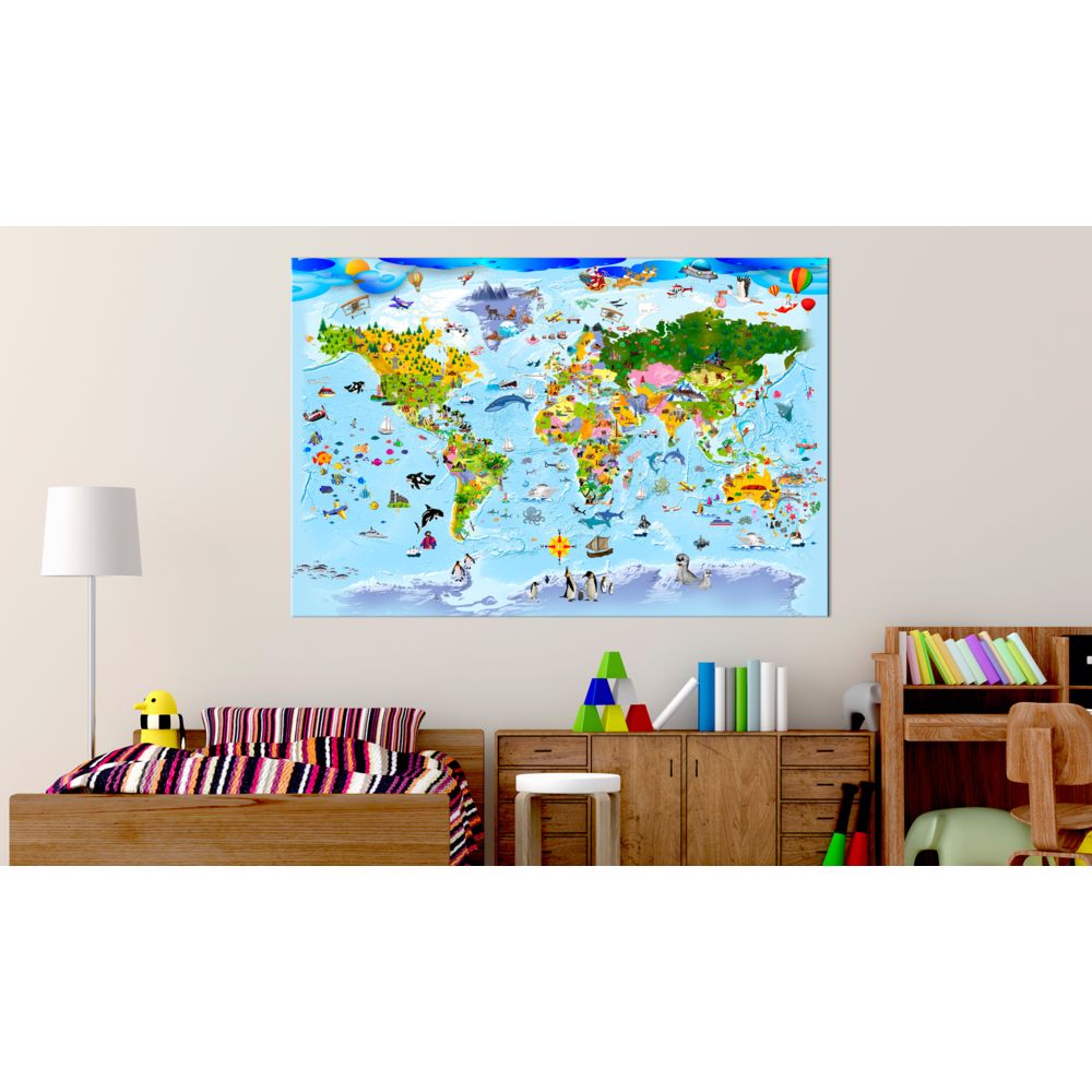 marque generique - 60x40 Tableau Cartes du monde Magnifique Children's Map: Colourful Travels - Tableaux, peintures