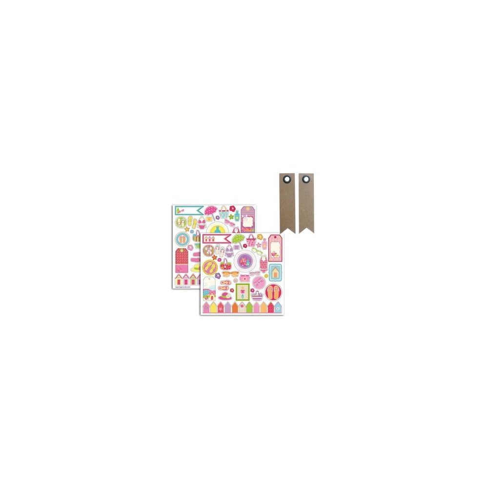 marque generique - Stickers 15 x 15 cm Beach girl + 20 étiquettes kraft Fanion - Décorations de Noël