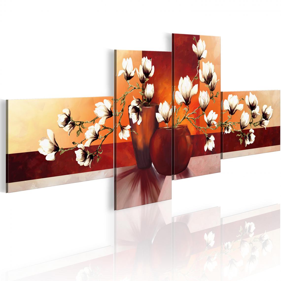 Decoshop26 - Tableau toile de décoration motif Magnolias impressions 200x90cm DEC110291/2 - Tableaux, peintures