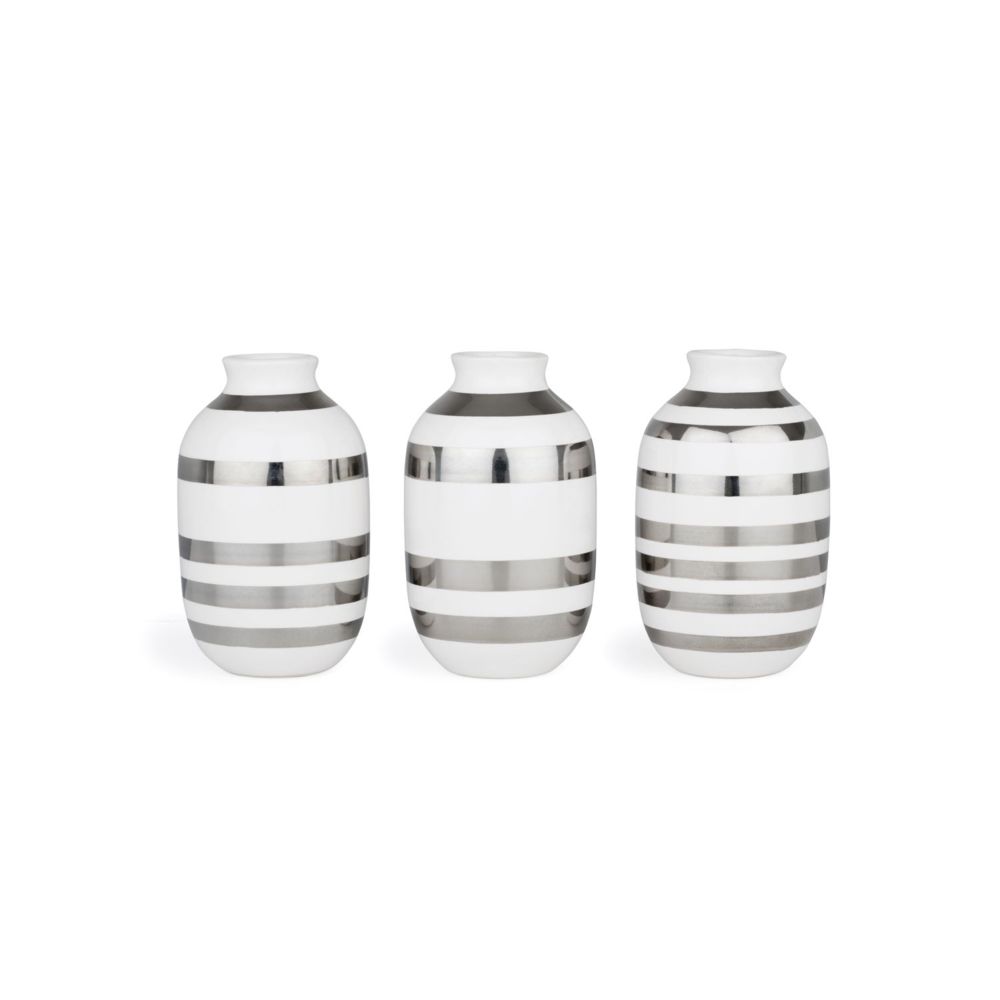 Kahler Design - Vases en miniature Omaggio - Set de 3 - Argent - Vases