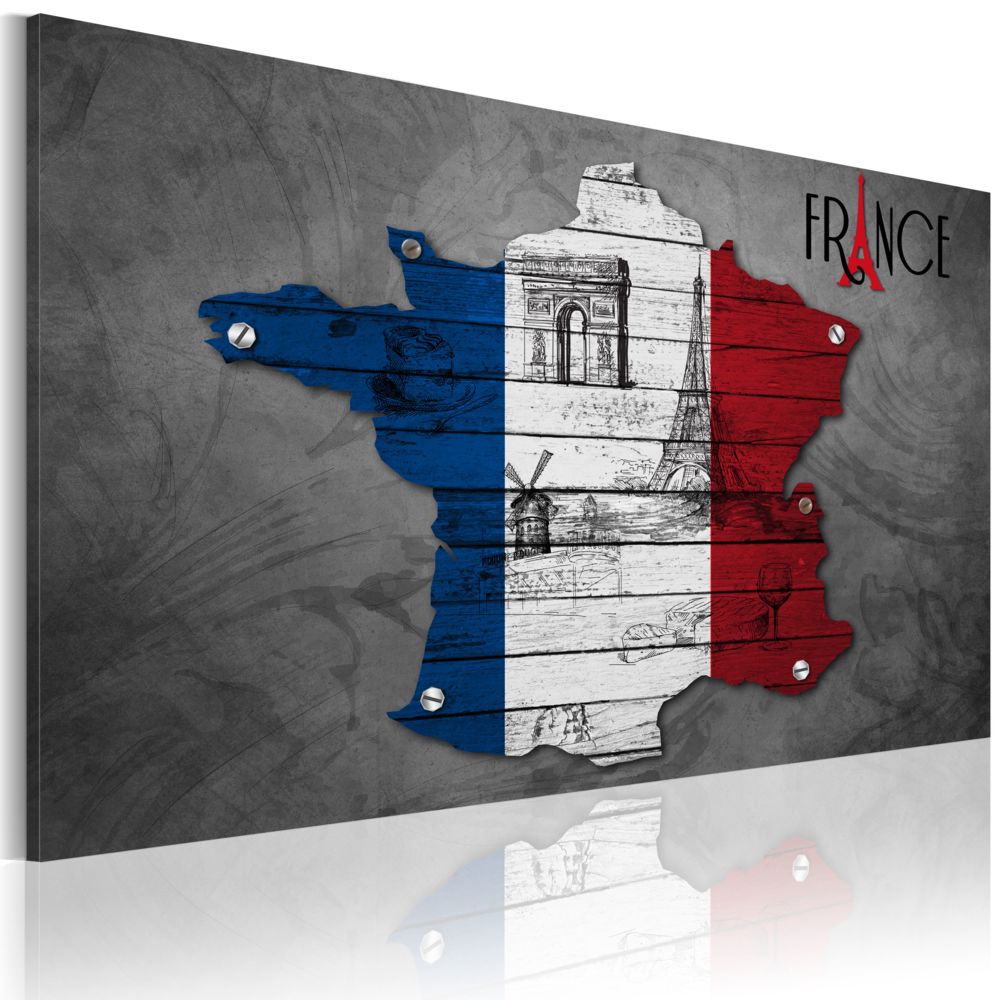 Bimago - Tableau | Symboles de la France | 90x60 | Cartes du monde | - Tableaux, peintures
