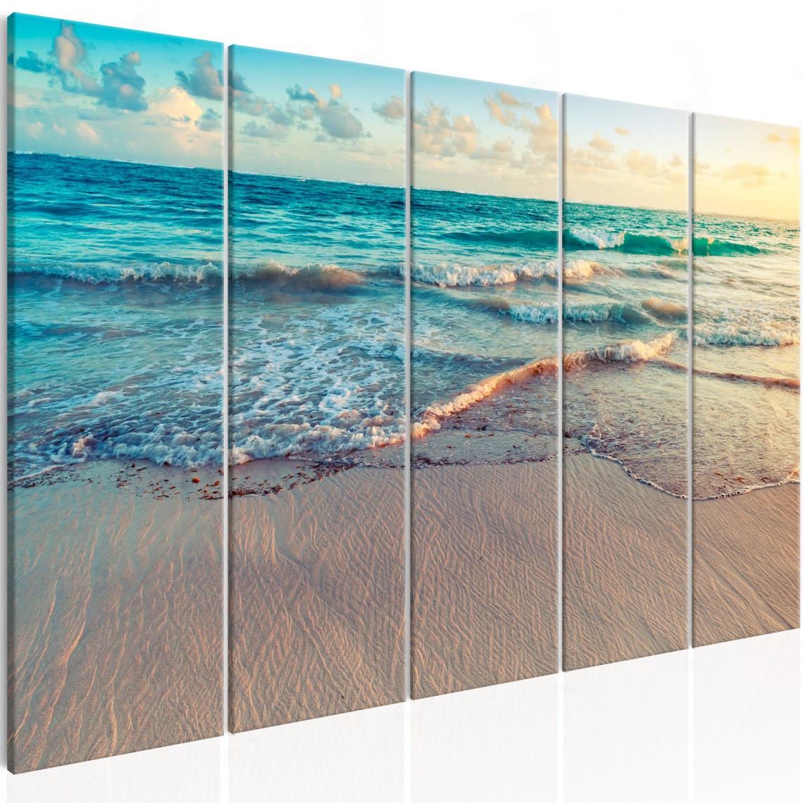 Decoshop26 - Tableau sur toile en 5 panneaux décoration murale image imprimée cadre en bois à suspendre Plage à Punta Cana (5 Parties) Étroite 200x80 cm 11_0006997 - Tableaux, peintures