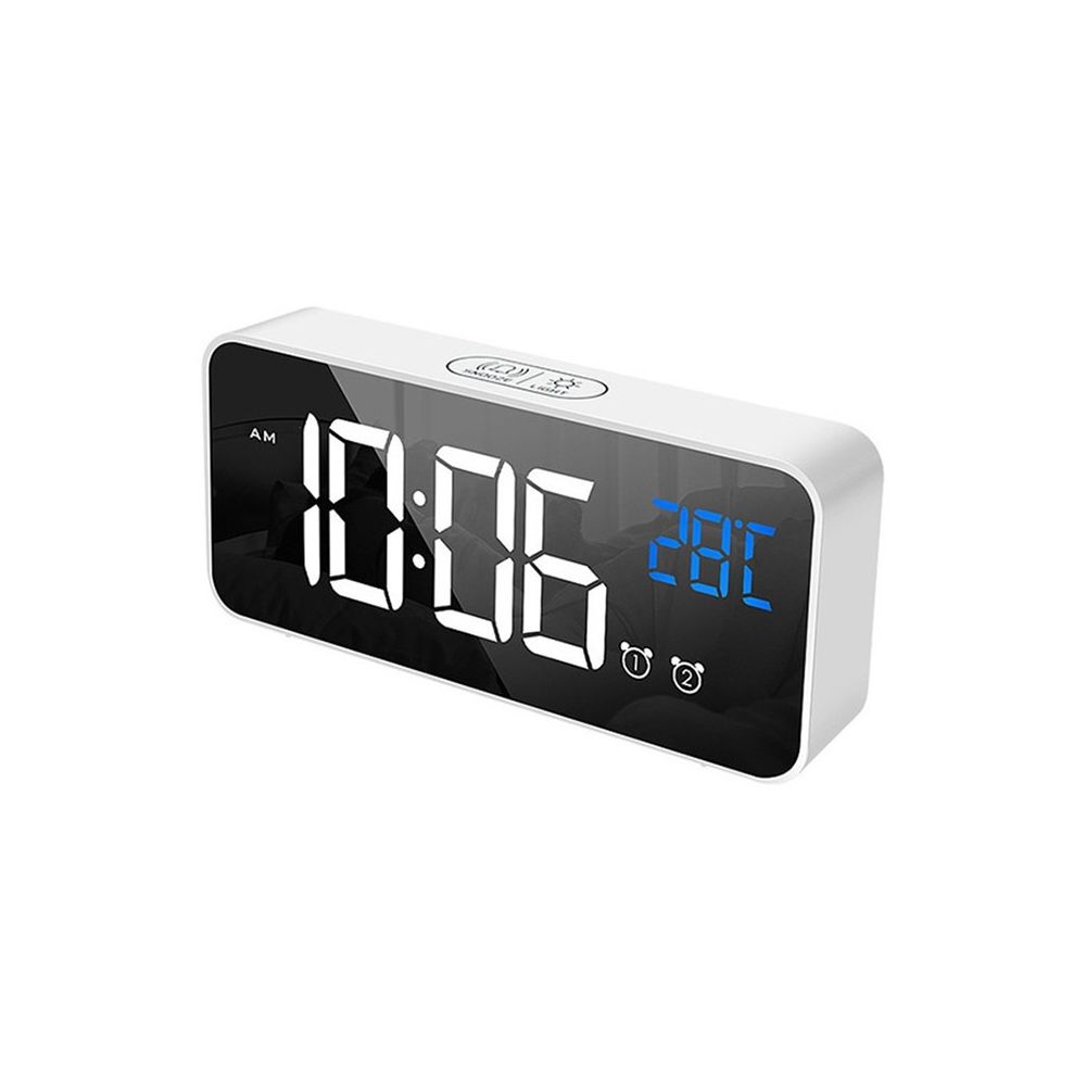 Wewoo - Réveils Chevet réveil miroir de contrôle sonore LED horloge musicale blanc - Réveil